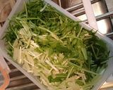 砂ずりと水菜の和風パスタ作り方2写真
