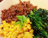 しっとりそぼろのお手軽♪三色丼作り方6写真