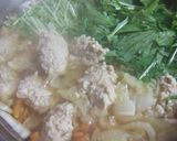 白菜と水菜・手作り肉団子鍋（スープ）作り方3写真