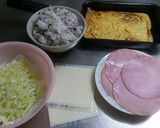 ハムとチーズのサラダおにぎらず作り方1写真