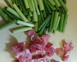 豚肉とにんにくの芽炒め作り方1写真