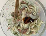 新玉ねぎと鶏肉のかき揚げ〜お好み焼き風〜作り方3写真