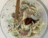 新玉ねぎと鶏肉のかき揚げ〜お好み焼き風〜作り方3写真