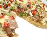 エバラ黄金の味で♪焼肉ピザ作り方4写真