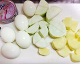 大根とじゃがいもの煮物作り方1写真
