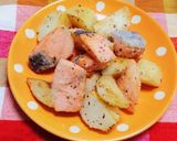 鮭とポテトのオリーブ油焼きバジル風味作り方6写真