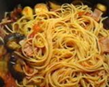 ナスとベーコンのトマトソース　スパ作り方14写真