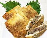 簡単！ひき肉とキムチの油揚げ詰め焼き作り方5写真