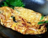 簡単一品♪エノキとメンマ入りニラ玉焼き作り方3写真