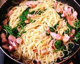 春の旬の菜の花とベーコンのパスタ作り方7写真