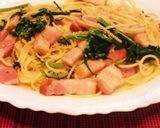 春の旬の菜の花とベーコンのパスタ作り方8写真