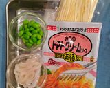糖質制限パスタ!枝豆とイカのカニクリーム作り方1写真