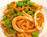 糖質制限パスタ!枝豆とイカのカニクリーム作り方6写真