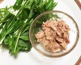 あんにゃのみず菜＆ツナの簡単丼♡作り方1写真