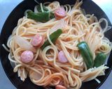 鍋で、ワンポットパスタ（ナポリタン）作り方7写真