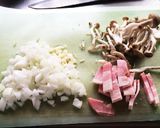 簡単 キノコとベーコンのリゾット。作り方2写真