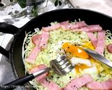 ベーコンとキャベツの巣篭もり作り方4写真