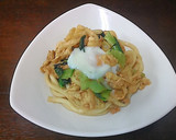 冷蔵庫の残り物で 油揚げ温玉焼きうどん作り方6写真