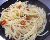 鍋で、パスタ(ペペロンチーノ)作り方7写真