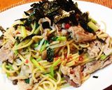 白だしバター♬豚肉と根三つ葉の簡単パスタ作り方4写真
