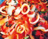 春菊とイカのトマトパスタ作り方3写真