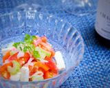 トマトとセロリのマリネ*酢玉葱チーズ添え作り方3写真