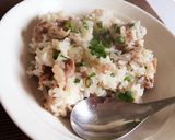 激ウマ新玉ねぎとお肉の白だしバター炒飯作り方4写真