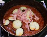 キャンプxなすとベーコンのトマトパスタ作り方8写真