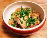簡単時短☆炊飯器一つで鶏肉の炊き込み丼作り方5写真