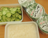 超簡単☆もずくと胡瓜と長芋の酢の物作り方1写真