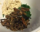 春菊とひじきの煮物 白和え風味作り方3写真