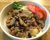 炒めてのせて♪豚挽肉とナスのう丼♪作り方8写真