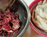 炊き立てご飯に♪牛肉とゴボウの甘辛炒め作り方1写真