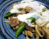 チーズとろ～り♪春野菜とチキンの焼うどん作り方7写真