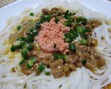 ★糖質０ｇ麺の＊納豆と明太子のパスタ風＊作り方3写真