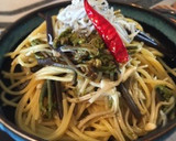 ワラビとエノキとシラスの和風パスタ作り方7写真