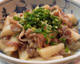 めんつゆで♪豚バラと長いもの煮物作り方2写真