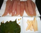 激ウマ！大葉にんにく醤油で鶏ささみ巻揚げ作り方1写真
