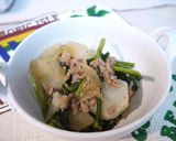 カブとひき肉のオイスター炒め作り方3写真