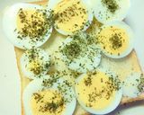 ハーブ塩＊レモン　枝豆×茹で卵トースト作り方2写真