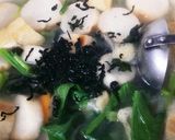 旬の新玉ねぎとほうれん草の6色彩味噌汁◆作り方5写真