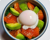 とろとろ♡漬けサーモンとアボカドの温玉丼作り方6写真