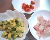 鯛とアボカドのバジルソース和え❤作り方1写真