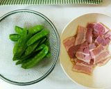 絹さや&ベーコン♬バター醤油ソテー作り方1写真