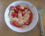 レンジで簡単3分　トマトとチーズのスープ作り方2写真