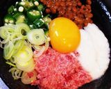 まぐろのたたきとねばねば3種丼！卵のせ♡作り方3写真