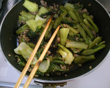 簡単！チンゲン菜と　ししとう　挽き肉炒め作り方5写真