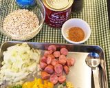 オートミールで時短☆カレーピラフ風のお粥作り方1写真