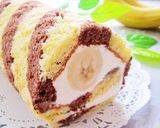 HM使用♪ストライプのバナナロールケーキ作り方11写真