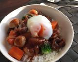 ぷりぷり牛スジのデミ煮丼作り方13写真